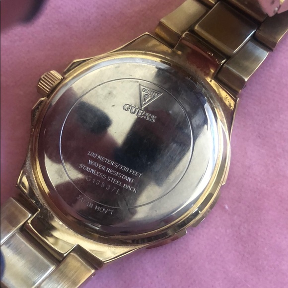 Guess Brand gold blinged out watch. Perfect! Date - Picture 2 of 3